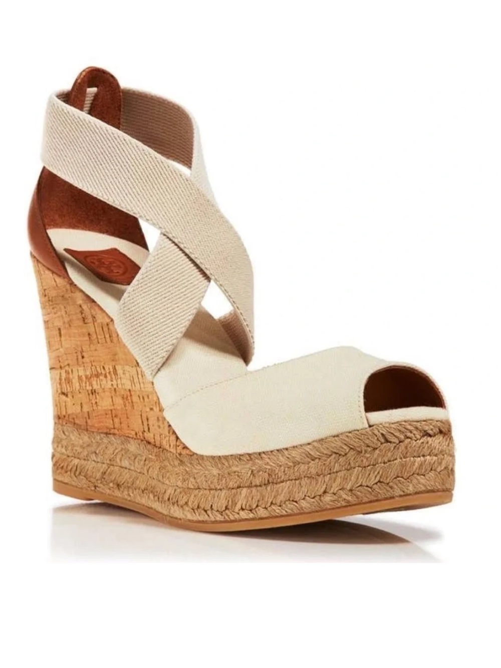 Tory Burch Tan And Cream Wedge sandal Size 9 1/2